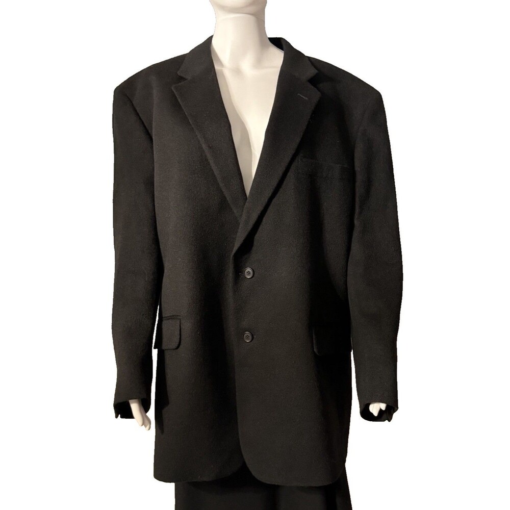 Jos A. Bank 100% Camel Hair Heavy Blazer Coat Black Classic Preppy EUC SZ 48R